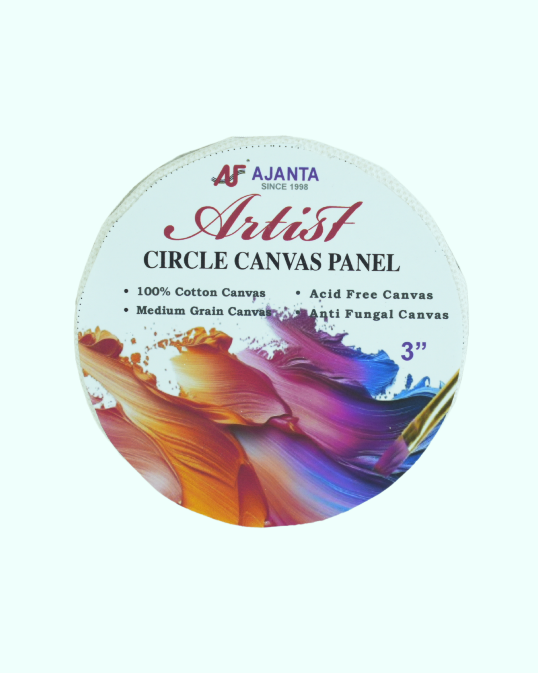 Ajanta Artist Circle Canvas Panel | 100% Cotton Acid-Free Primed MDF Canvas Board for Acrylic, Oil & Mixed Media Painting
