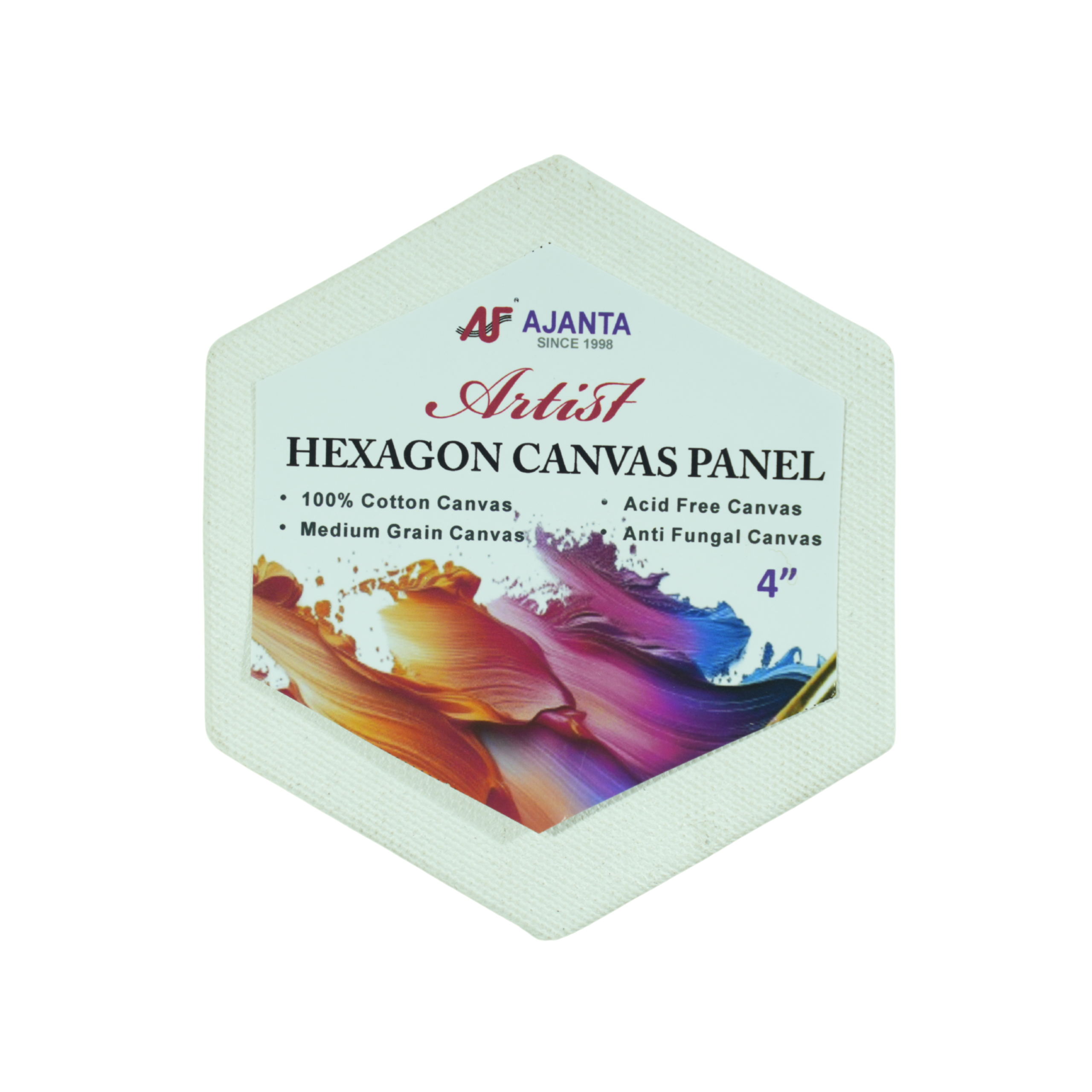 Ajanta Artist Hexagon Canvas Panel | 100% Cotton Acid-Free Primed MDF Canvas Board for Acrylic, Oil & Mixed Media Painting
