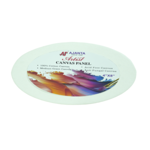 Ajanta Artist Oval Canvas Panel  | 100% Cotton Acid-Free Primed MDF Canvas Board for Acrylic, Oil & Mixed Media Painting