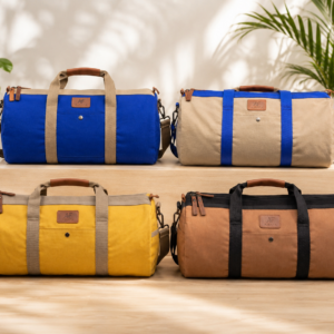 AJANTA Premium Canvas Duffle Bag | Water-Resistant Travel & Gym Bag | Large Capacity Weekender Bag with Shoe Pocket & Front Pocket